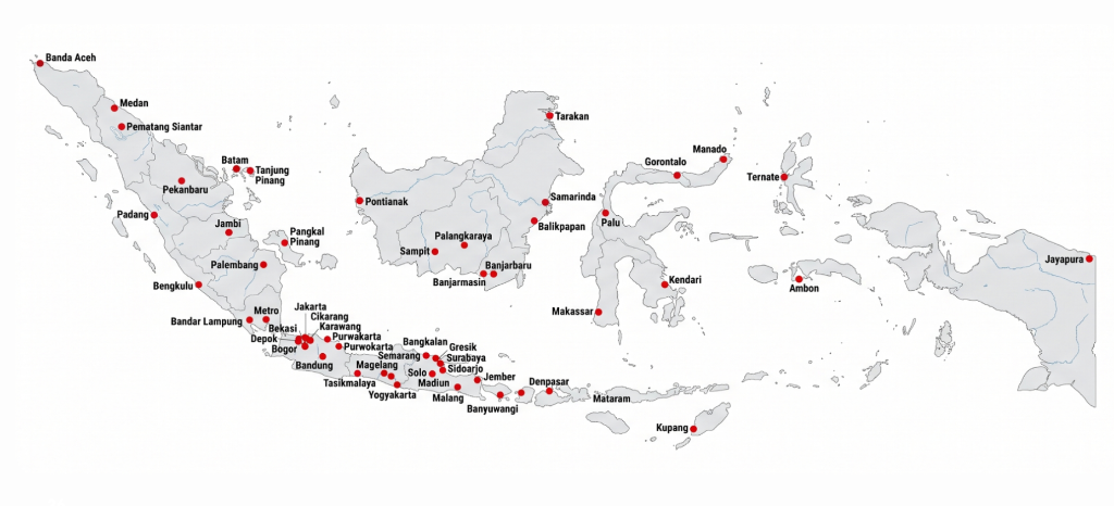 Peta jaringan service point PARIMAS di seluruh Indonesia